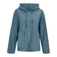 thumbnail image 3 of Women's Hooded Zip Up Faux Shearling Fluffy Teddy Jacket (Blue XXXL), 3 of 4