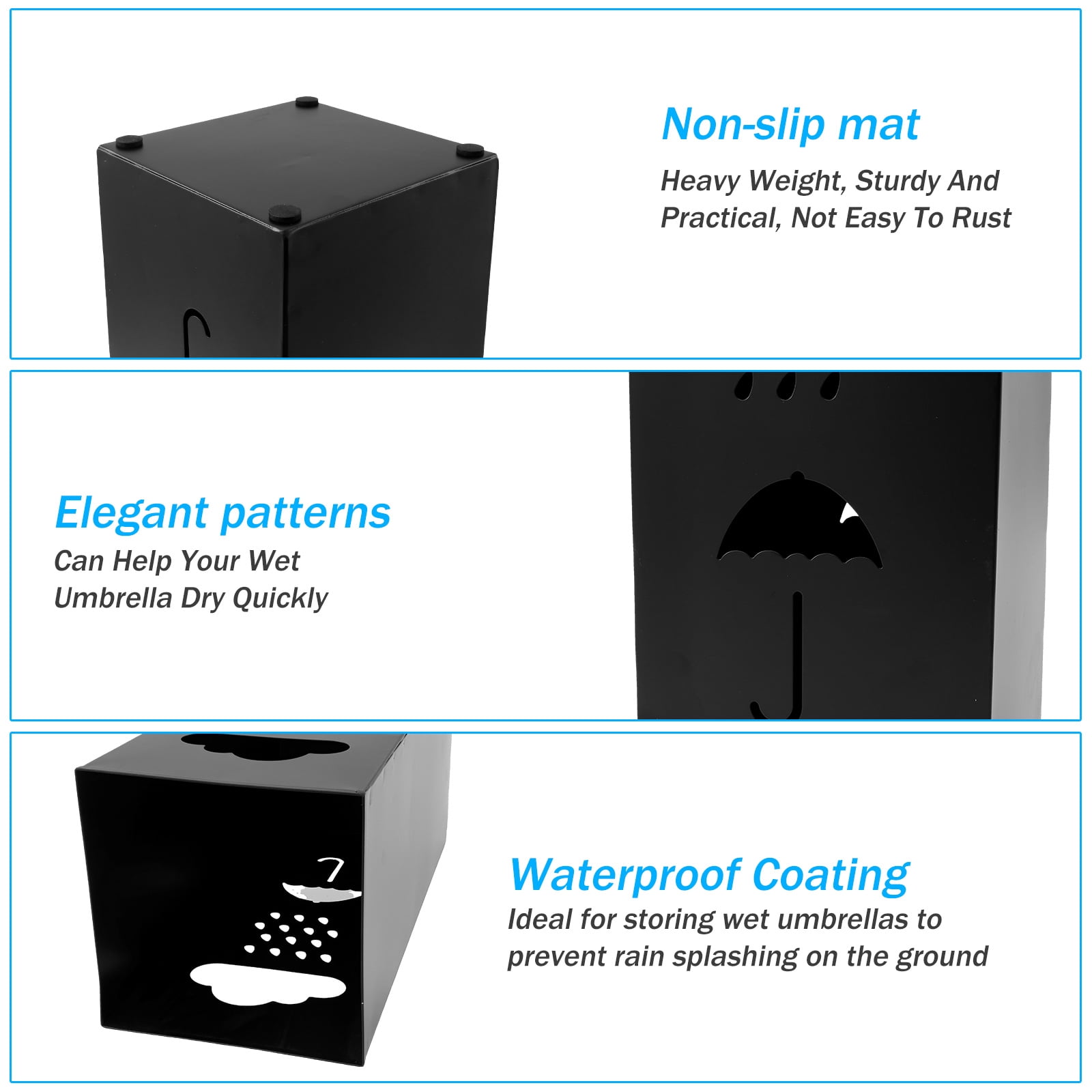 LINFANG Umbrella Stand Metal Umbrella Holder Hollowed Square Walking Cane Organizer Rack for Home Office Entryway