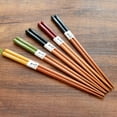 thumbnail image 4 of 5-Pairs Reusable Japanese Chopsticks, Non-slip Design Natural Wood Chopsticks, Lightweight and Easy to Use, Chopsticks Suitable for Beginners, 8.8 Inch Gift Set, 4 of 8