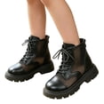 thumbnail image 7 of Girls Ankle Boots Mesh Lace Up Back Zipper Booties Kids Summer Hollow Out Breathable Soft Sole Boots Black 9.5 Little Kids, 7 of 7