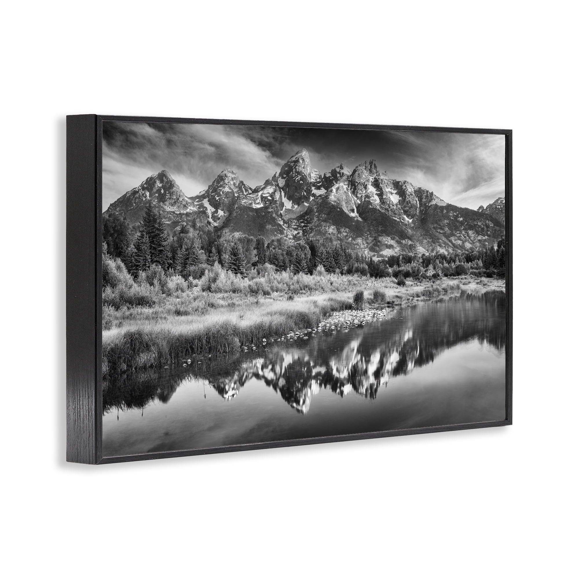 Stupell Industries Teton Mountain Reflections Black Framed Giclee Art, design by Rick Berk