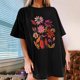 thumbnail image 2 of Faldas Cortas para Mujeres, Impresión de Flores Casual Oversized Camiseta de Manga Corta Top Hecho de 95% Poliéster 5% Spandex para Primavera Verano, Falda Corta de Verano, 2 of 7