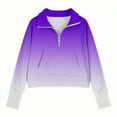 thumbnail image 4 of Viluyesy Girls Fleece Sweatshirt, Half Zipper Long Sleeve Loose Fit Fall Winter Athletic Tops Purple 13T, 4 of 5