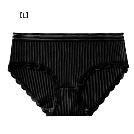 

Women Cotton Underwear Girl Breathable Briefs Moisture Wicking Elastic Panty with Lace Edge