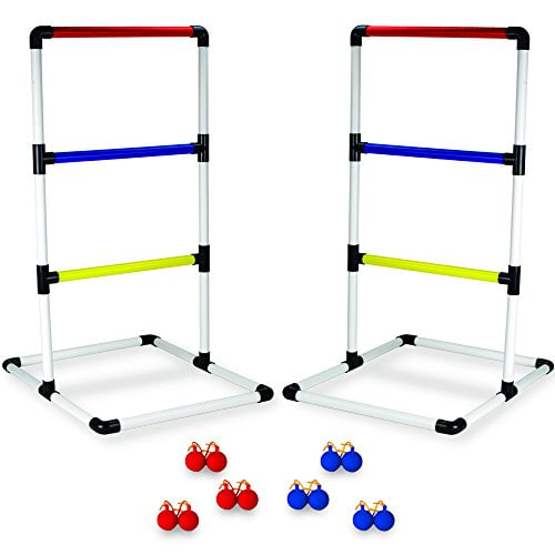 Crown Sporting Goods Indoor/Outdoor Ladderball Set with Carrying Case and Ground Anchors 