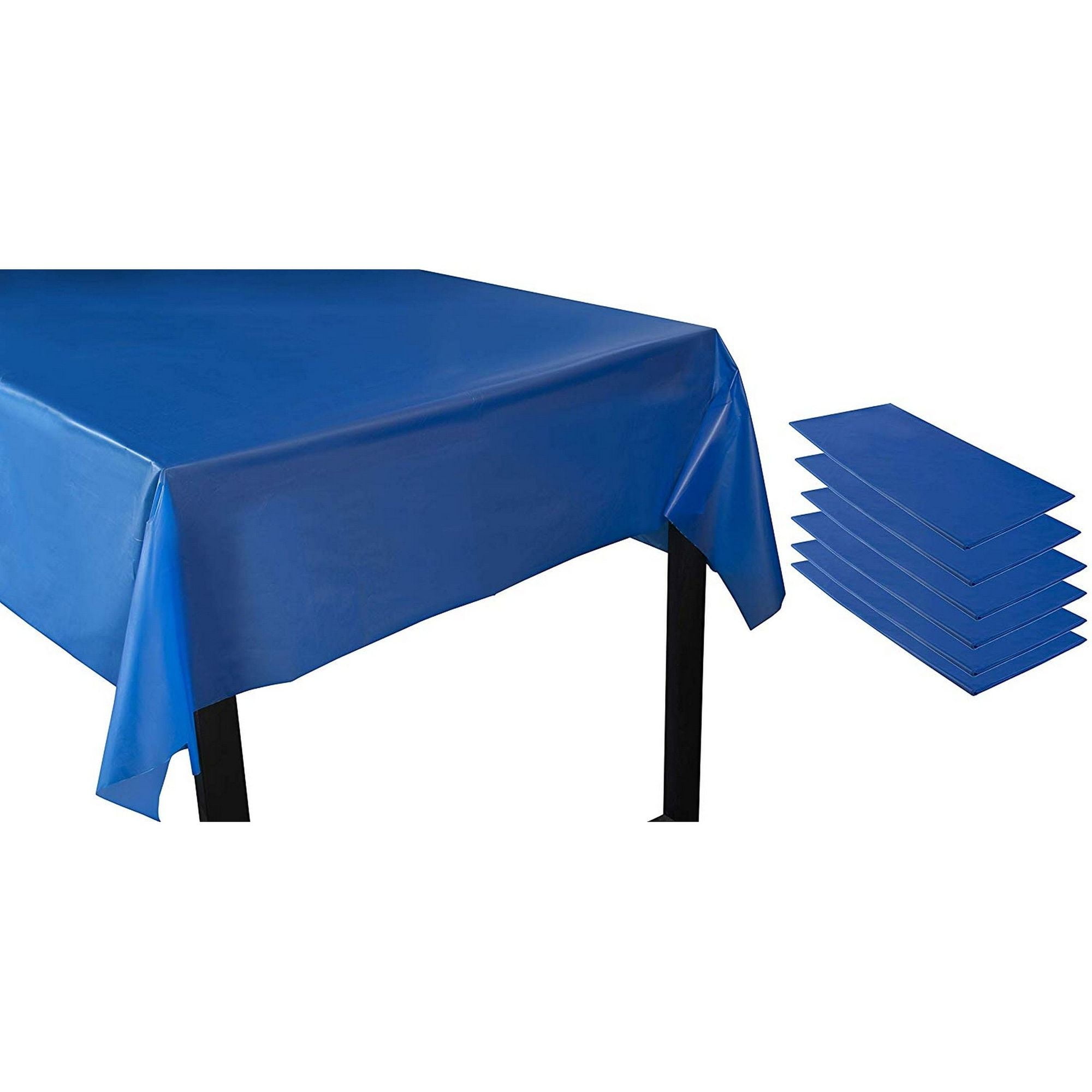 Royal Blue Plastic Tablecloth 6Pack 54 X 108Inch Rectangle Disposable Graduation Table Cover