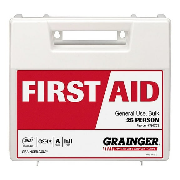 First Aid Kit and Housing, Plastic 94 Components, 25 People Served