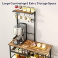 thumbnail image 5 of Bakers Rack with Storage - Coffee Bar Cabinet Organizer with 8 Hooks, Shelves & Cabinet Door, Coffee Station for Kitchen Dining Room, Microwave Stand with Adjustable Feet, Espresso, 5 of 7