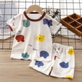 thumbnail image 2 of Akiihool Pyjama pour Enfants Garçon, Haut à Manches Courtes et Short, Ensemble de Pyjama 2 Pcs (Blanc, 9-10 Ans), 2 of 4