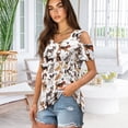 thumbnail image 2 of POLERO Women's Cut Out Cold Shoulder Tops, Corgi Dachshund Dogs Print Summer Tees, Short Sleeve Sexy Shirts Vacation Hawaii Tunic for Travel Shopping Soft Lightweight XL, 2 of 7