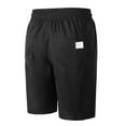 thumbnail image 3 of MIUOWANP Men's Drawstring Elastic Waist Beach Shorts with Pockets Solid Color Exercise Fitness Straight Pant Size S(4)Black, 3 of 8