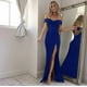thumbnail image 1 of S Vestidos de fiesta elegantes de verano, vestido largo de noche con cuello oblicuo y hombros descubiertos, vestido elegante para invitados de boda para mujer, 1 of 3