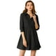 thumbnail image 3 of Vestido camisero informal Allegra K con pliegues manga 3/4 botones Negro S, 3 of 6