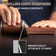 thumbnail image 3 of Qucyy Rolling Knife Sharpener, Knife Sharpening Made Easy, Rolling Sharpener Knife Sharpener Set Kit with 15 and 20 Degree Sharpening Magnetic Angle Base for Kitchen Knives (Brown) Brown, 3 of 5
