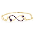 thumbnail image 2 of AFFY Heart & Round Shape Simulated Amethyst Infinity Heart Chain Bracelets In 14k Yellow Gold Over Sterling Silver -8.5", 2 of 7