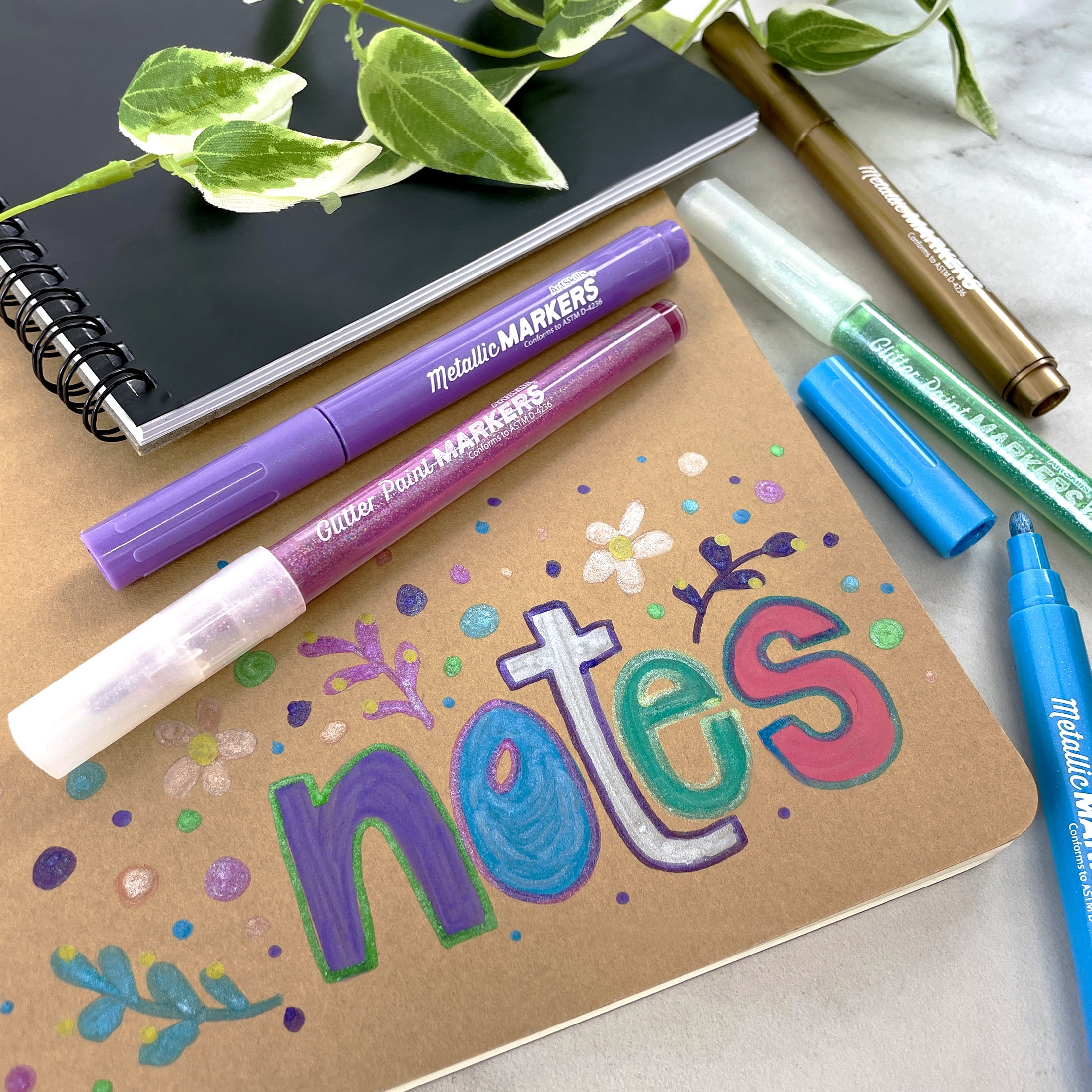ArtSkills Metallic & Glitter Art Markers for Kids, 12 Pieces