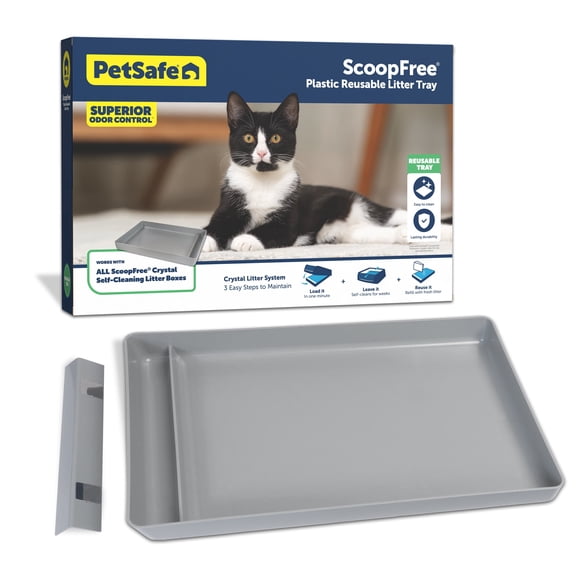 PetSafe ScoopFree Plastic Reusable Litter Tray—Cat Litter Tray for PetSafe ScoopFree Automatic Self Cleaning Litter Box Systems—Plastic Cat Litter Tray—Reduces Waste