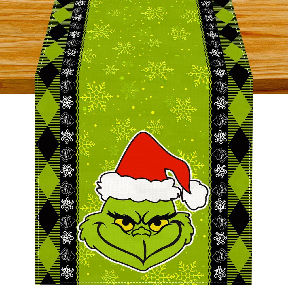 Grinch Linen Table Cloth Grinch Merry Grinchmas Winter Christmas Table