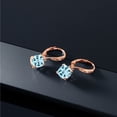 thumbnail image 6 of Gem Stone King 18K Rose Gold Plated Silver Sky Blue Topaz and White Diamond Earrings for Women (4.01 Cttw, Gemstone November Birthstone, Cushion 7MM), 6 of 6