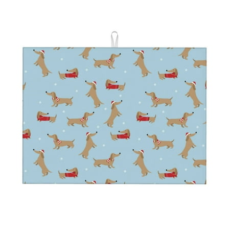 

Large Dish Drying Mats for Kitchen Counter - Dachshund Dog Puppy No.1057 18x24In Anti-Slip Absorbent Microfiber Drying Mat for Kitchen Counter Mat Dish Rack Mat with Hanging Loop