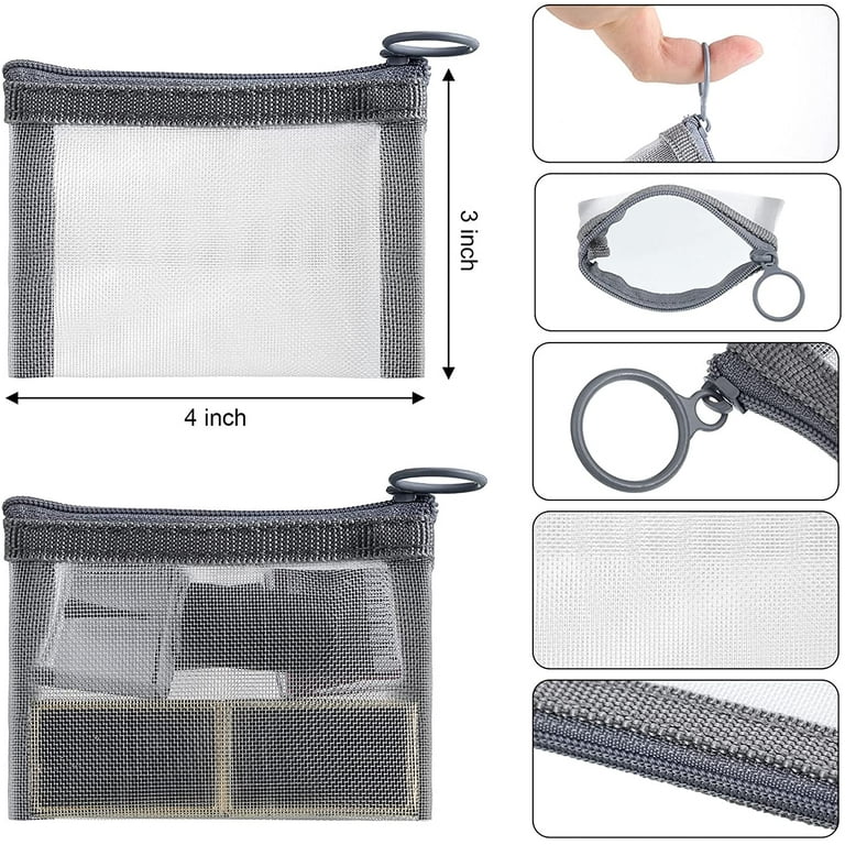 3 Pcs Portable Mesh Storage Bag, Small Zipper Pouch Pouch Mesh