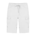 thumbnail image 5 of ibuvkizy Cargo Shorts for Women Knee Length Elastic Waist Drawstring Pull on Solid Color Summer Bermuda Shorts with Pockets, 5 of 5
