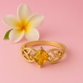thumbnail image 3 of Mooneye 5mm Square Citrine 925 Sterling Silver Gold Vermeil Celtic Women Valentines Day Gift Ring, 3 of 8