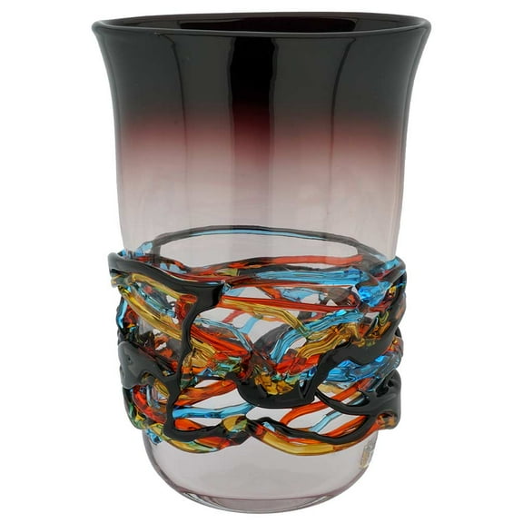 GlassOfVenice Murano Glass Vesuvio Oval Vase - Purple