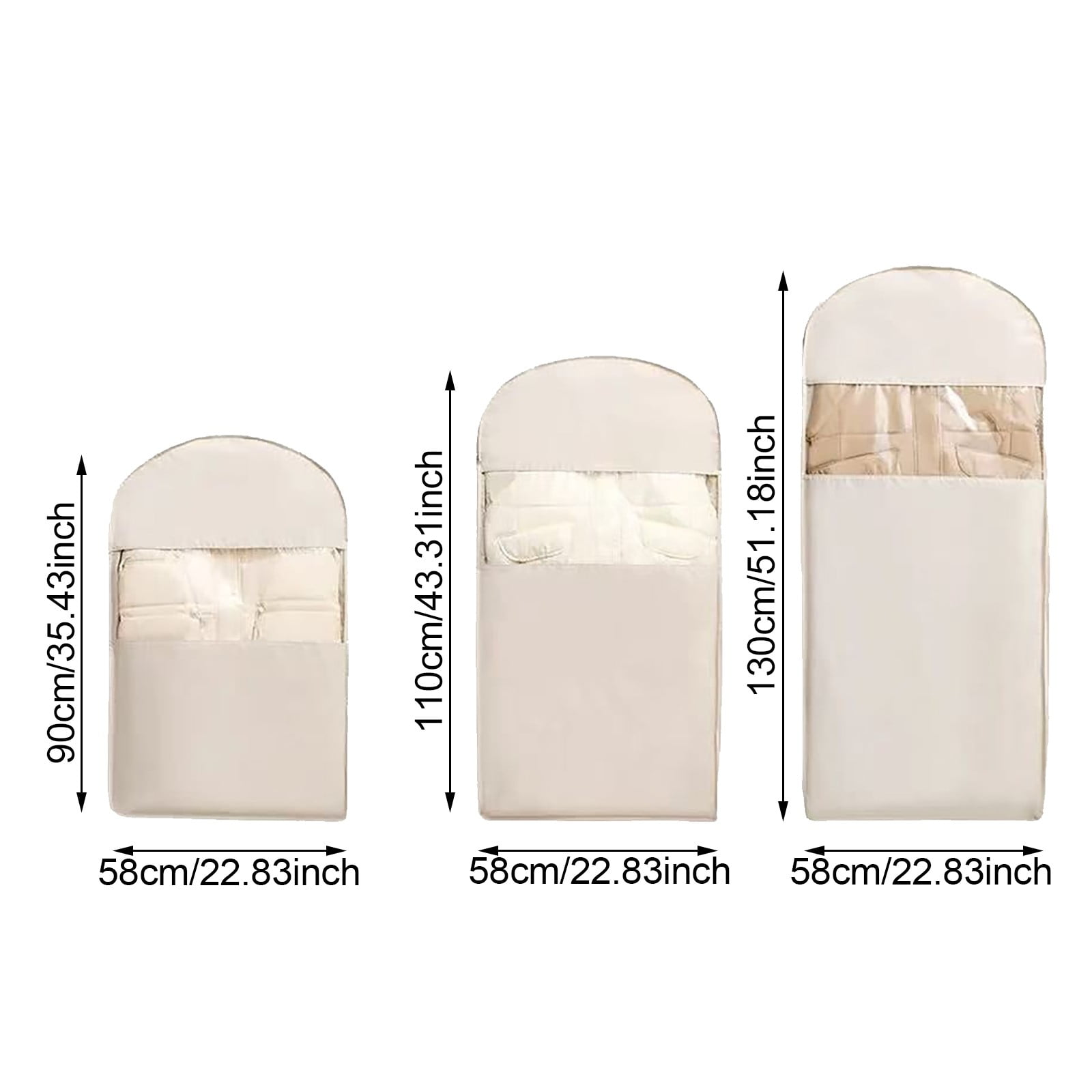 1/2/3pcs Space Saving Hanging Garment Bag with Self Compression Zipper, Storage Bags Space SaverCloset Organizers DustCover 3 sizes for Down Coat Clothes