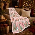 thumbnail image 3 of Whimsical Pink Snowy Village Christmas, Festive Holiday Scene, Warm Flannel Blanket for Living Room and Family Room, Art Lovers Christmas Gift, Festive Home Decor, 3 of 9