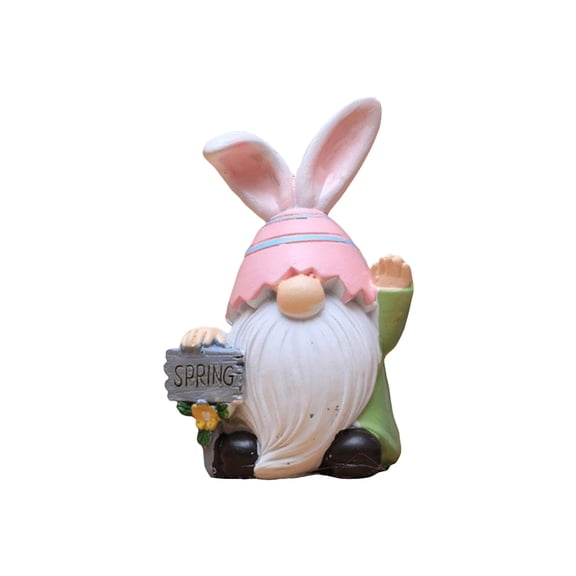 Cute Easter Bunny Gnome Figurine – Adorable Garden Decoration with Flower & Egg – 4.72in Resin Ornament for Home, Porch or Spring Display
