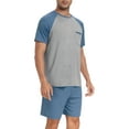 thumbnail image 2 of MINTREUS Men's Pajama Set Short sleeved Round Neck 2-piece Set Men's Shorts Casual Set Raglan Pajamas, 2 of 7
