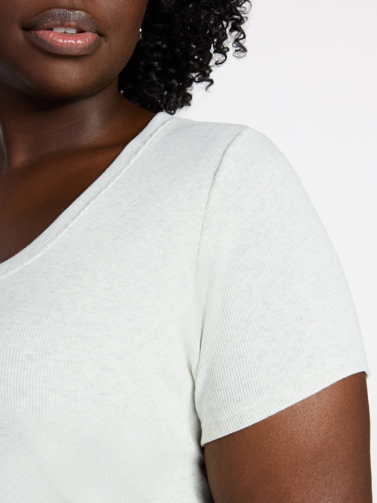Terra & Sky Women's Plus Size Scoop Neck Rib Tee with Short Sleeves, Size 0X-5X