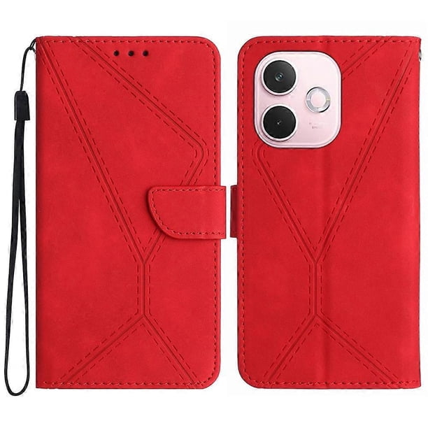 For Oppo A5 Pro 5G Case Skin Touch Lines Imprinted PU Leather Flip Phone Cover - Green