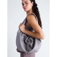 thumbnail image 2 of Scoop Women's Faux Leather Chain Drawstring Bag, Frost Gray, 2 of 6