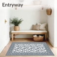 thumbnail image 3 of ODIKA 3'x5' Machine Washable Non-Slip Area Rug, Non Slip Elegant Dark Gray Floral for Stylish Floors High Traffic Rug, Blue, 61843, 3 of 7