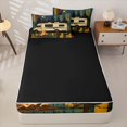 thumbnail image 3 of catabedysis Vintage Camper Zipper Full Size Comforter Sets with Fitted Sheet and 2 Pillowcases,Travel Trailers Print Zipper Bedding Set For Boys,Multicolor,Black Reversible,4-Piece, 3 of 7