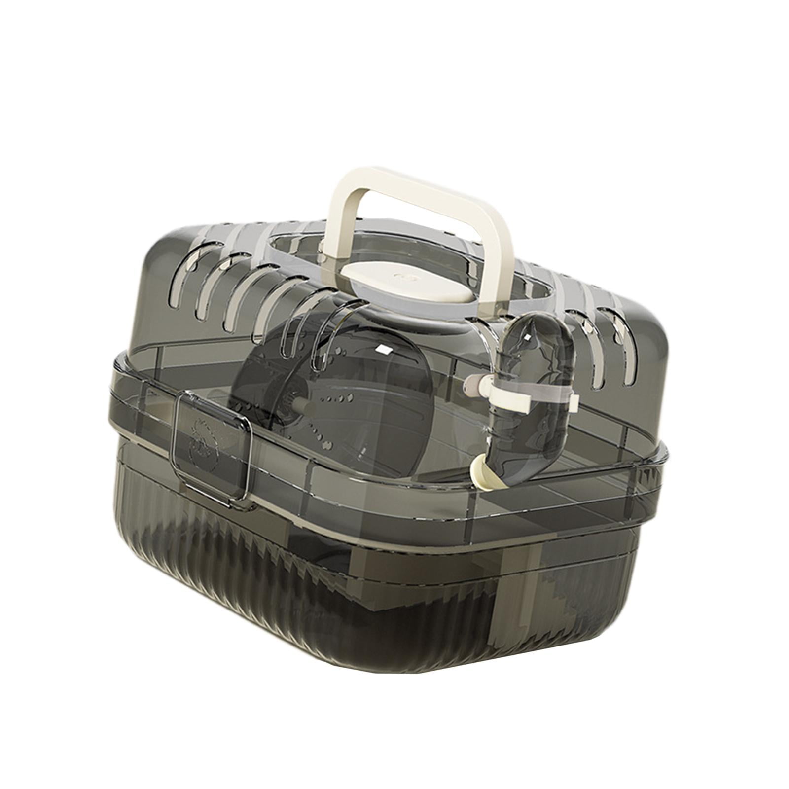 TOOYFUL Hamster Cage Transport Box with Light Handle in The Event of A Small Portable Cage for Pets with Water Bottle for Bunny Mouse White