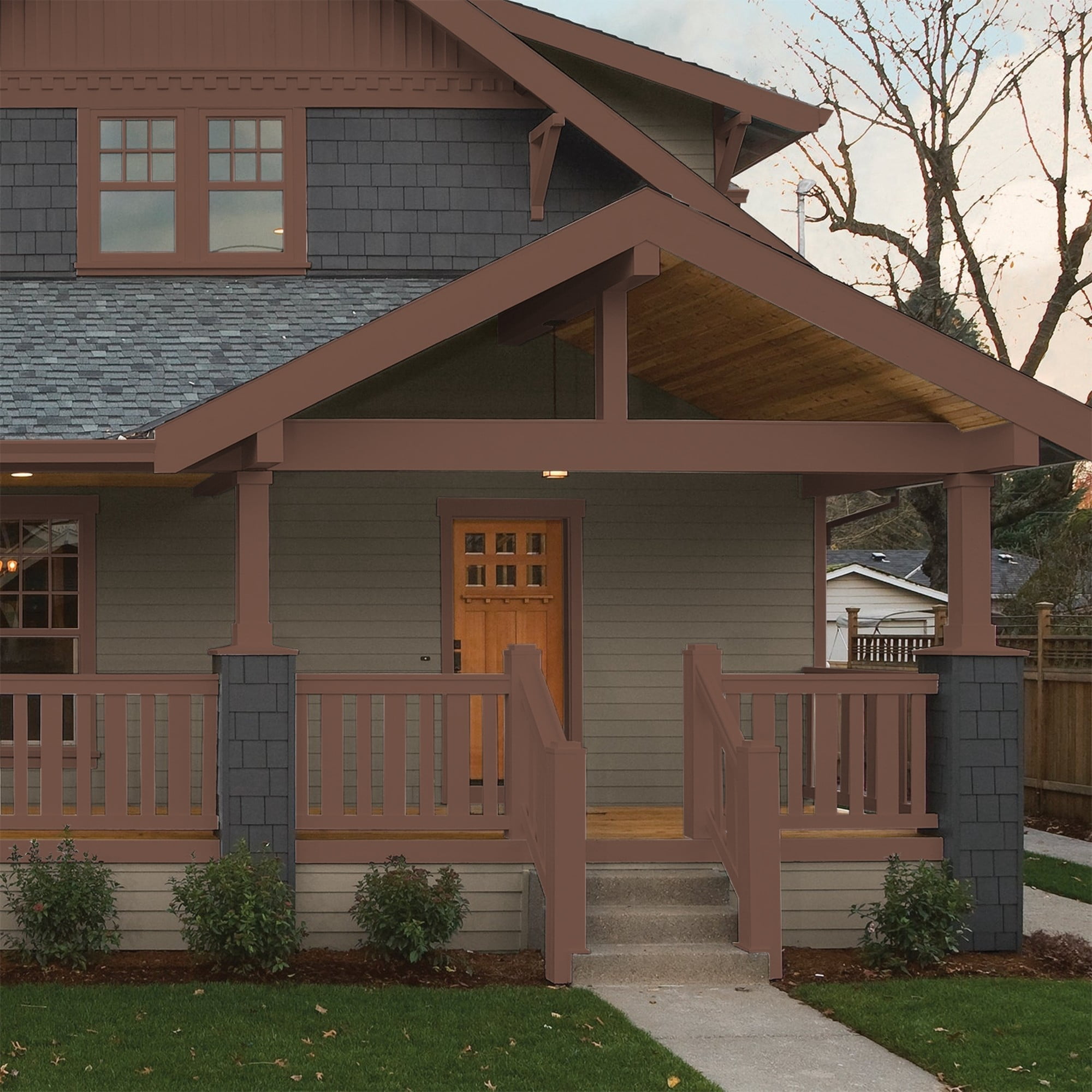 Glidden One Coat Bigfoot / Brown Semi-Gloss Exterior Paint with Primer, 1 Gallon