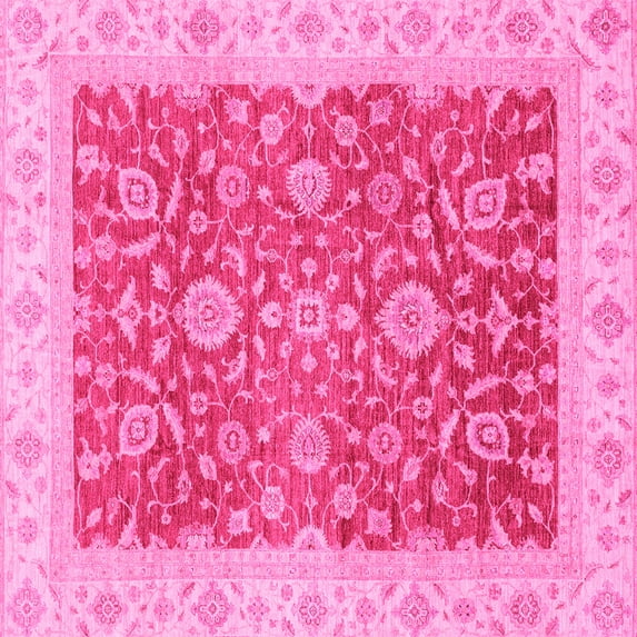 Ahgly Company Indoor Square Oriental Pink Traditional Area Rugs, 5' Square