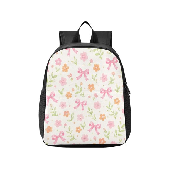 Toddler Backpack Floral Bow Wall Art Waterproof Lightweight Backpack Casual Mini Daypack for Daycare & Travel