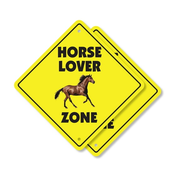 Horse Lover (2 Pack) Plastic Crossing Sign - 10 Inch X 10 Inch Xing Sign Gift Animal Rider Equestrian Pet Nature Ranch Stable Loyal Decor Family Love
