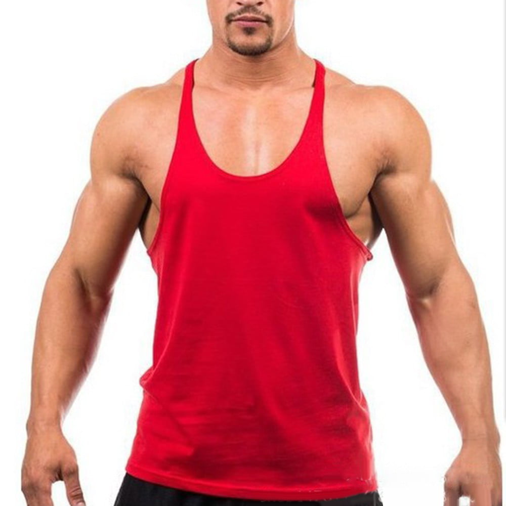 Men Gym Sport Singlet Vest Tank Tops Bodybuilding Fit Muscle -