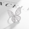thumbnail image 4 of Cubic Zirconia Butterfly Ring for Women Adjustable Sparkling Butterfly Ring - White, 4 of 7