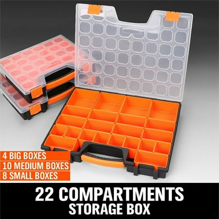 

Part Storage Organizer with 22 Compartment Plastic Tool Box Bin Screw Case