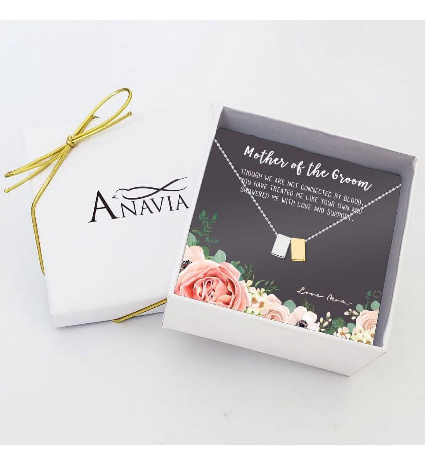 Mother of the Groom Silver Cube Necklace, Wedding Day Gift for Mother, Mother's Day Jewelry, Cube Necklace for Mother's Day, Mother's Day Jewelry Gift for Her [Silver-Gold Cube, No-Personalized Card