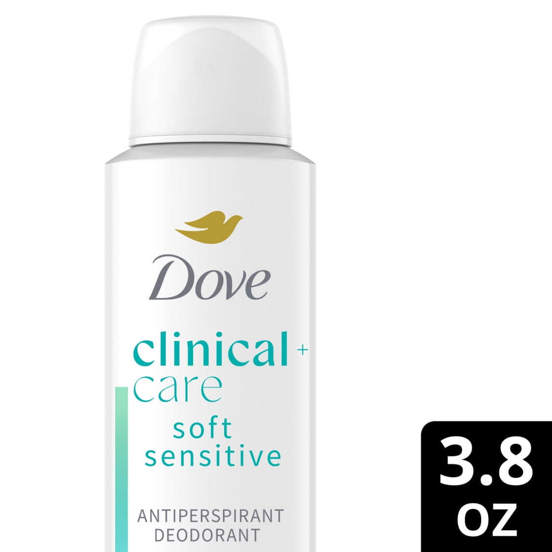 Dove Clinical + Care Antiperspirant Deodorant Dry Spray For Women for Sensitive Skin Soft Sensitive Hypoallergenic, 3.8 oz