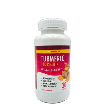 Flawless Turmeric Diet - Turmeric + Forskolin Advanced Weight Loss Formula - Suppress Appetite - Boost Metabolism - Burn (Best Vitamin To Boost Metabolism)