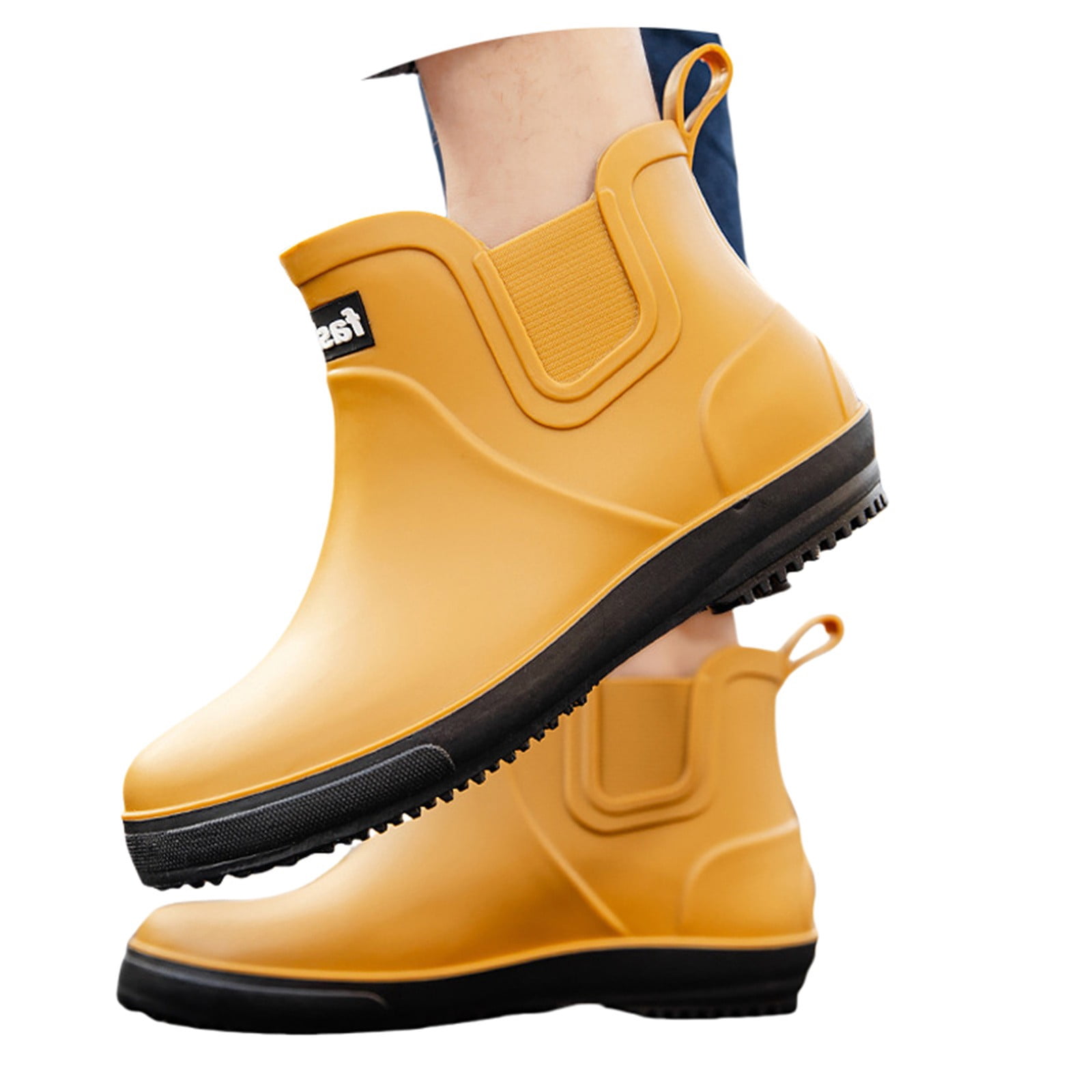 XIMIN Men Women's Non Slip Rain Boots Ankle Rubber Short Booties
