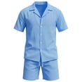 thumbnail image 4 of Yaoyar Men's Summer Linen 2 Piece Sets, Short Sleeve Loose Lapel Button Down Shirts & Shorts Vacation Beach Outfits, 4 of 4